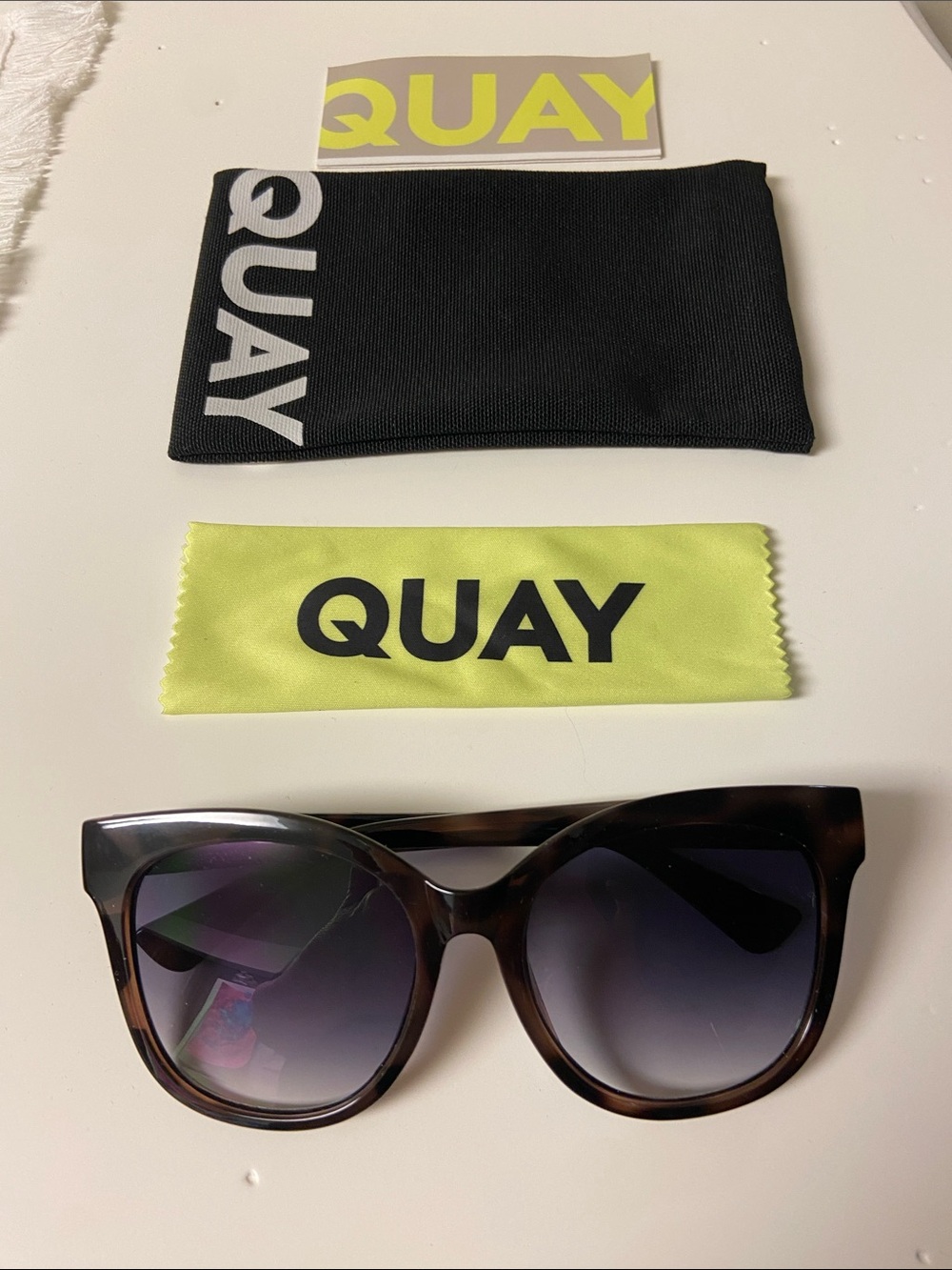 Quay Australia Tortoiseshell Cat-Eye Sunglasses with Gradient Gray Lenses